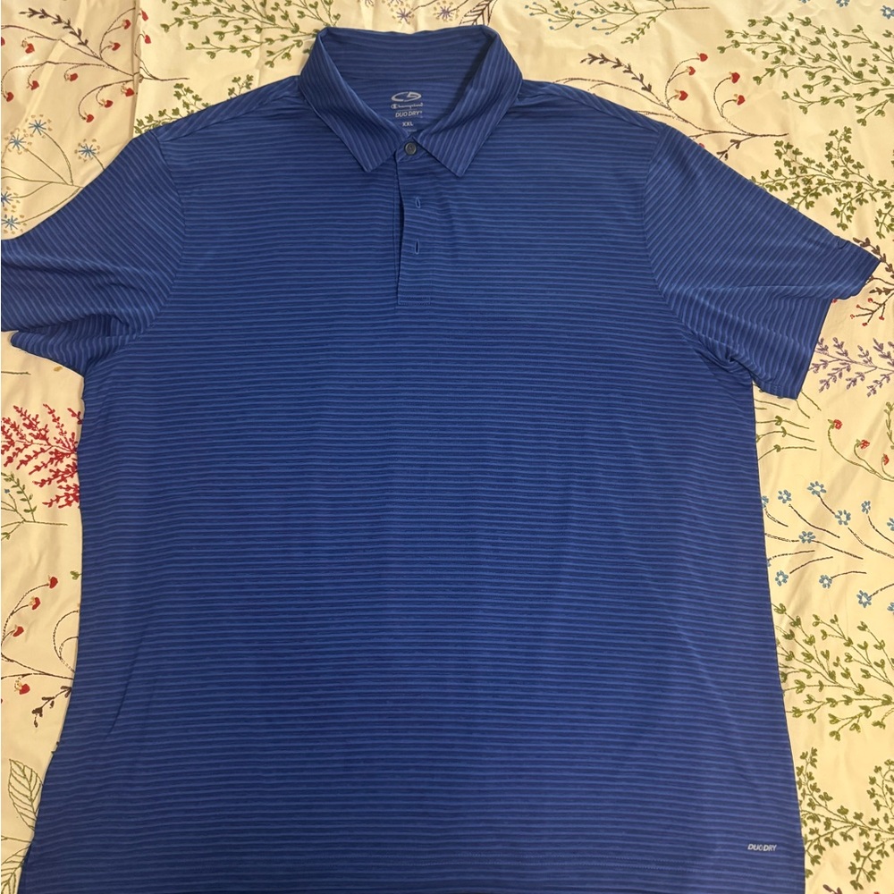 Champion Men's Striped Blue Polo Shirt